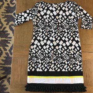 Cato black and white dress with ruffle hem